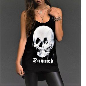 Damned Mirror Skull rock Girls Racerback punk rock Official Tank Top M NWT